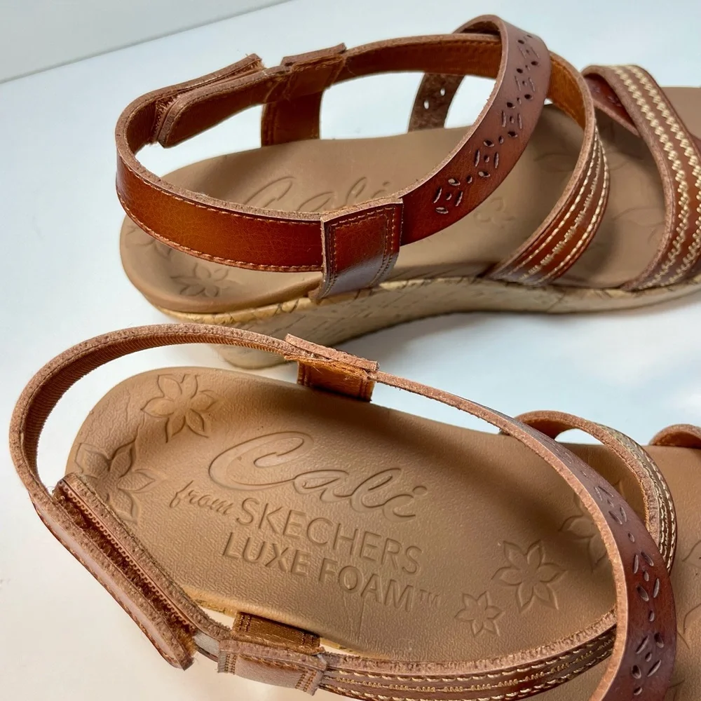 Skechers Cali Beverlee Delicate Glow Brown Wedge Sandals Womens Size 10 New
